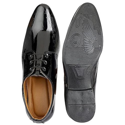 DE LOYON Men's Patent Leather Derby Formal Shoes - alphahostel.in
