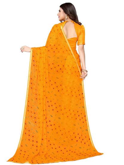 SIRIL Women's Chiffon Printed Saree with Blouse Piece