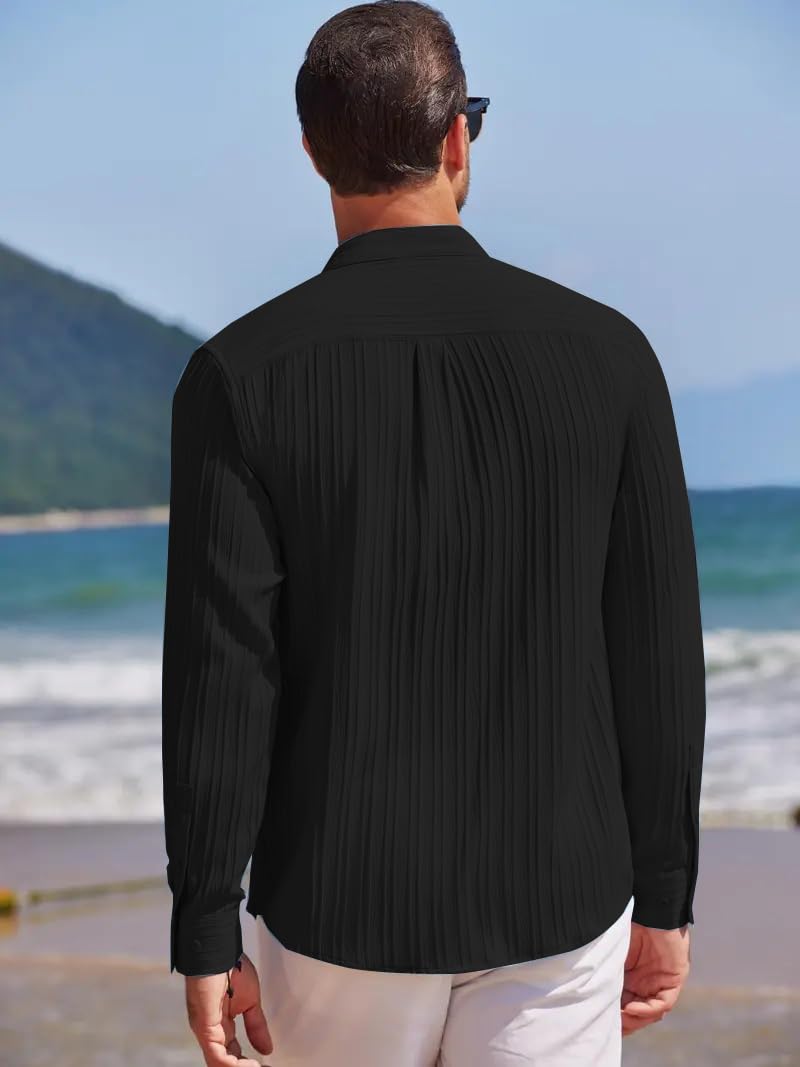 Leriya Fashion Casual Textured Button Down Regular Fit