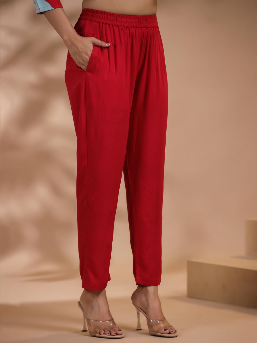 ANNI DESIGNER Women's Chanderi Straight Printed