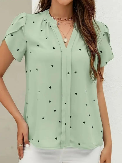 MATMA FASHION Women's Cotton Green Printed Half Sleeves Tops for Women