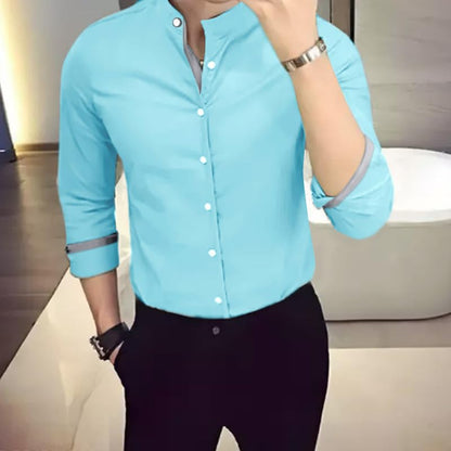 Tee Projekt Shirt for men Cotton Spread Collar Long Sleeve