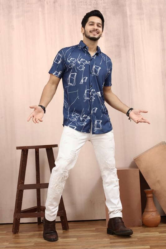MART Men's Printed Lycra Half Sleeve Shirt Fashionable