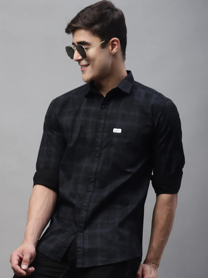 Majestic Man Cotton Checkered Slim Fit Casual Shirt