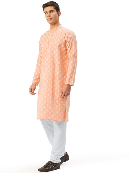 Jompers Men's Cotton Floral Printed Kurta