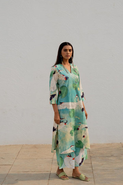 GoSriKi Women's Cotton Blend Kurta & Palazzo