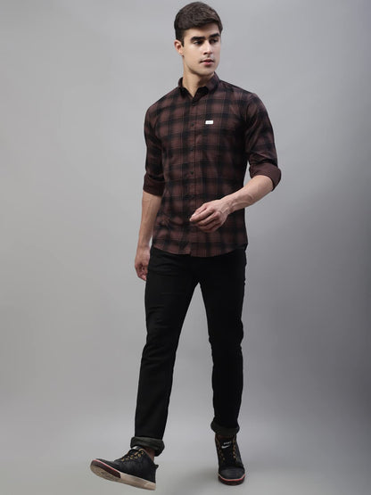 Majestic Man Cotton Checkered Slim Fit Casual Shirt
