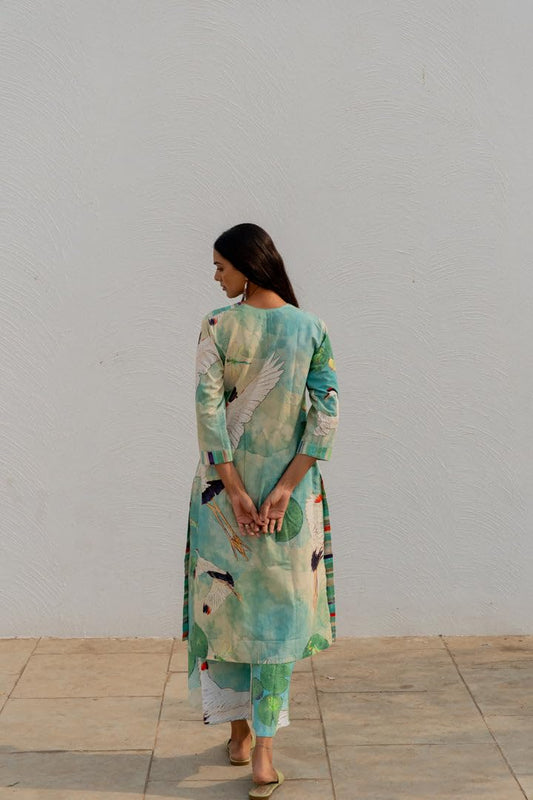 GoSriKi Women's Cotton Blend Kurta & Palazzo
