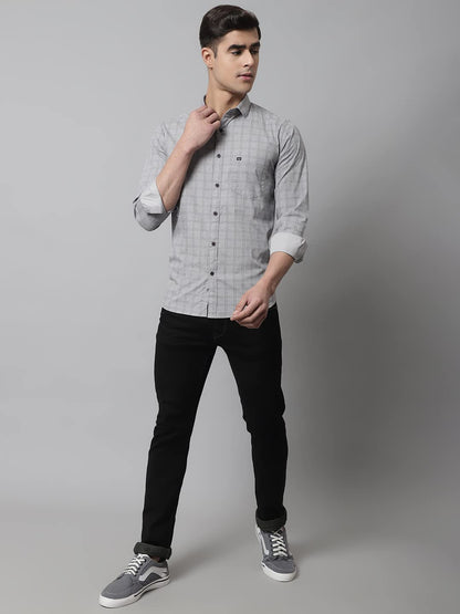 Majestic Man Cotton Checkered Slim Fit Casual Shirt