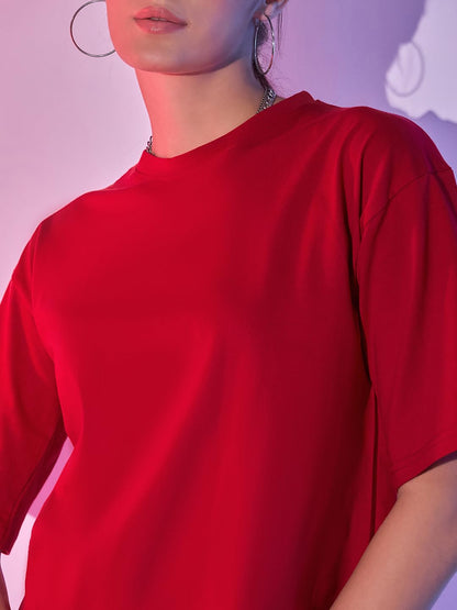 Boxy Fit Drop Shoulder Baggy Fit Cropped Tshirts Cotton Solid Loose Fit Round Neck Women Short T-Shirt