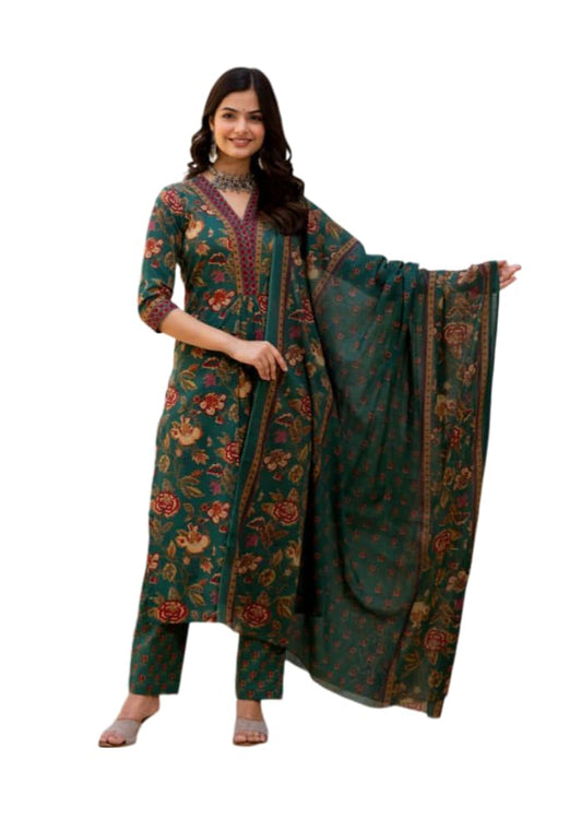 FABNEX Kurta Pant and Dupatta Set for Women