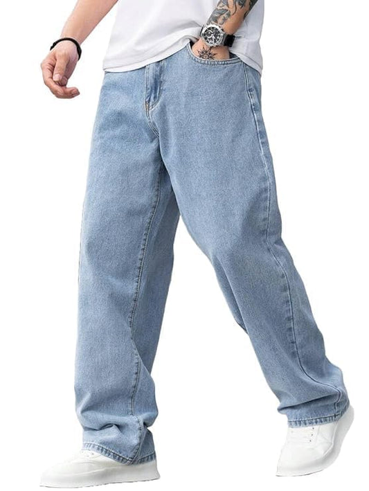 CABRRR Regular Men Loose Fit Mid Rise Light Blue Jeans
