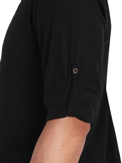 KNIGHT VICTORY Men Solid Cotton Linen Straight Kurta