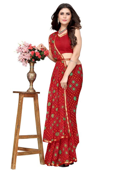 SIRIL Women's Chiffon Printed Saree with Blouse Piece