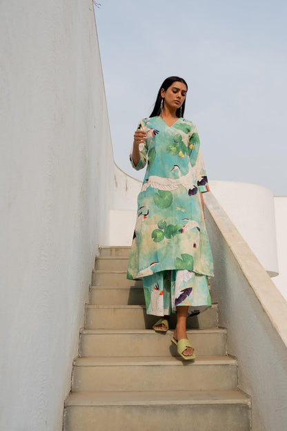 GoSriKi Women's Cotton Blend Kurta & Palazzo