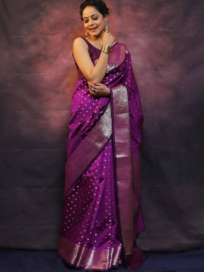Women's  Cotton Silk Woven Saree with  Blouse Material