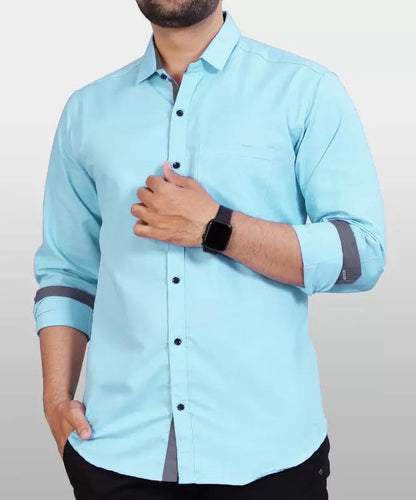 Tee Projekt Shirt for men Cotton Spread Collar Long Sleeve