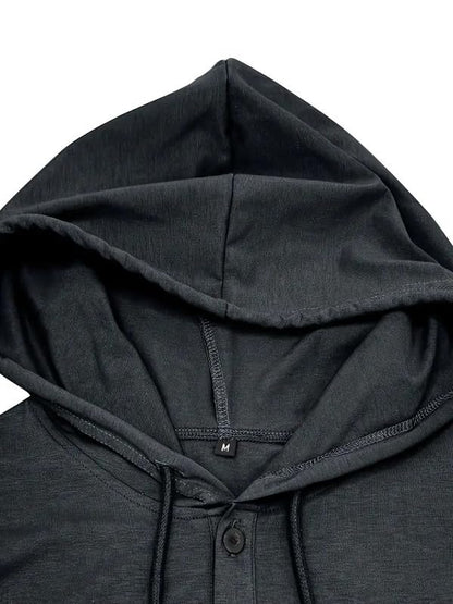LLL FASHION Men's Slim-Fit Stretch Hooded Henley