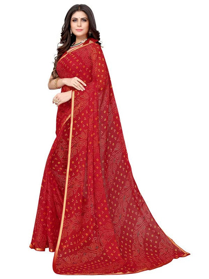 SIRIL Women's Chiffon Printed Saree with Blouse Piece