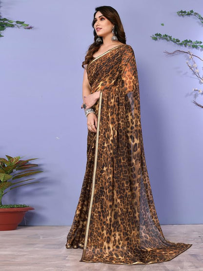 Women's Lace & Printed Chiffon Saree