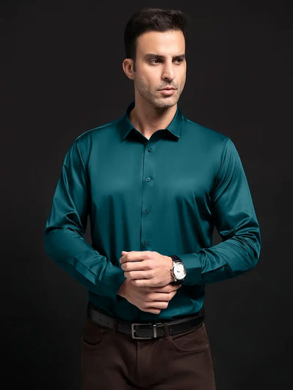 IndoPrimo Men's Stylish Solid Satin Casual Shirt