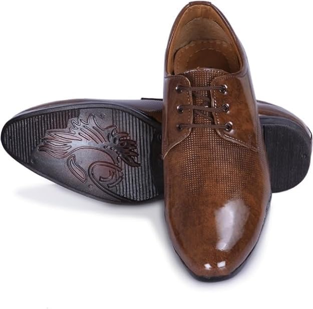 DE LOYON Men's Patent Leather Derby Formal Shoes - alphahostel.in