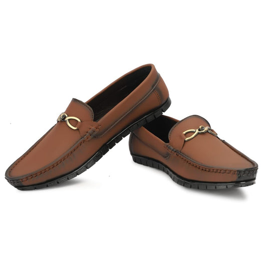 Men's Classic Loafers with Metal Buckle Detail, Black - alphahostel.in