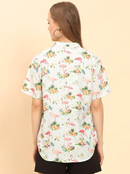 Trendy Queen Printed Straight Mandarin Neck Shirt