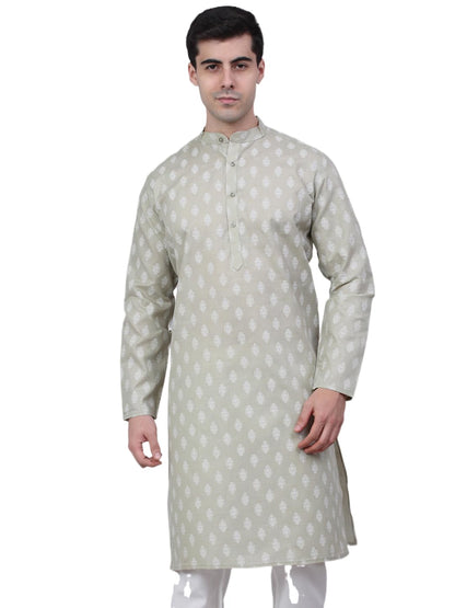 Jompers Men's Cotton Floral Printed Kurta