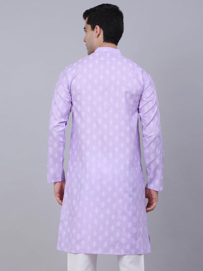 Jompers Men's Cotton Floral Printed Kurta