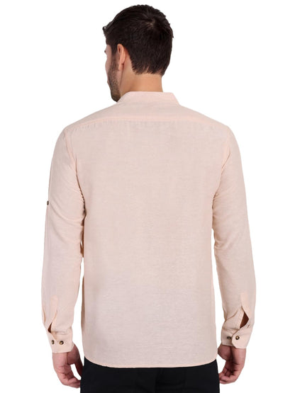 KNIGHT VICTORY Men Solid Cotton Linen Straight Kurta