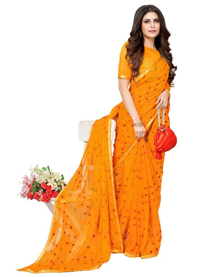 SIRIL Women's Chiffon Printed Saree with Blouse Piece