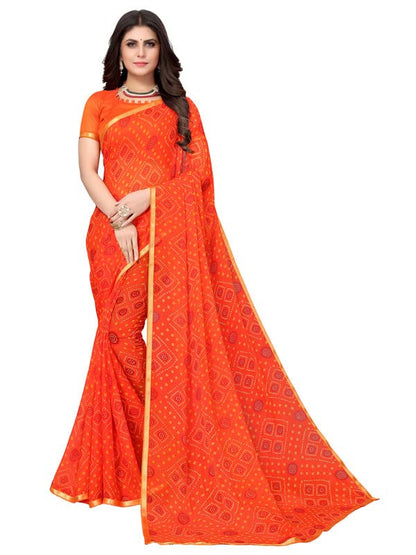 SIRIL Women's Chiffon Printed Saree with Blouse Piece