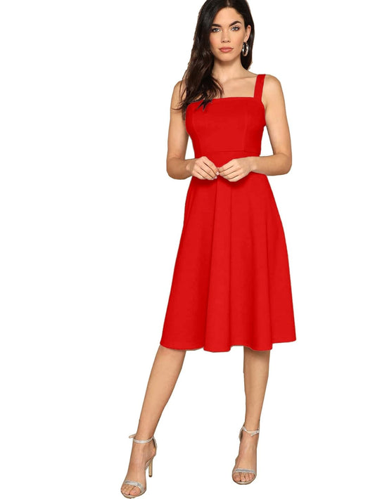 Aahwan Women's Fit And Flare Midi Dress