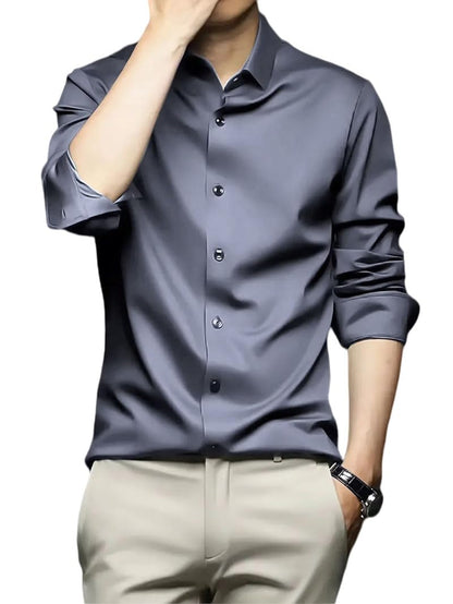 IndoPrimo Men's Stylish Solid Satin Casual Shirt