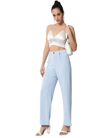 KOTTY Women's Straight Fit Mid Rise Solid Polyester