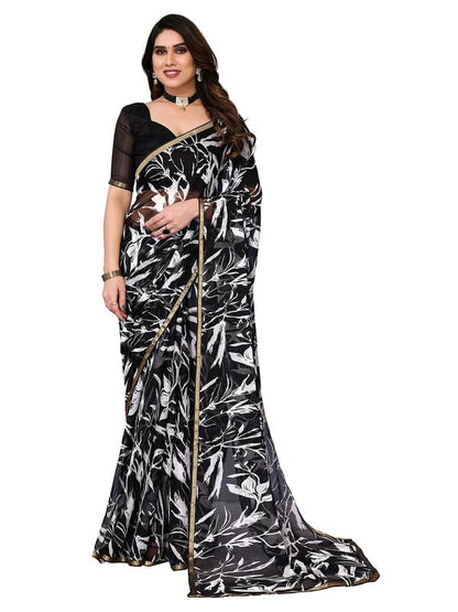 Women's Lace & Printed Chiffon Saree