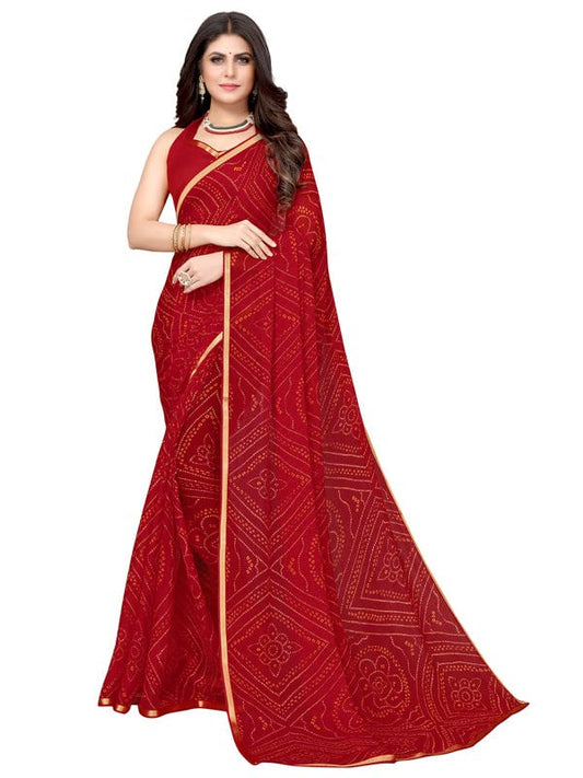 SIRIL Women's Chiffon Printed Saree with Blouse Piece