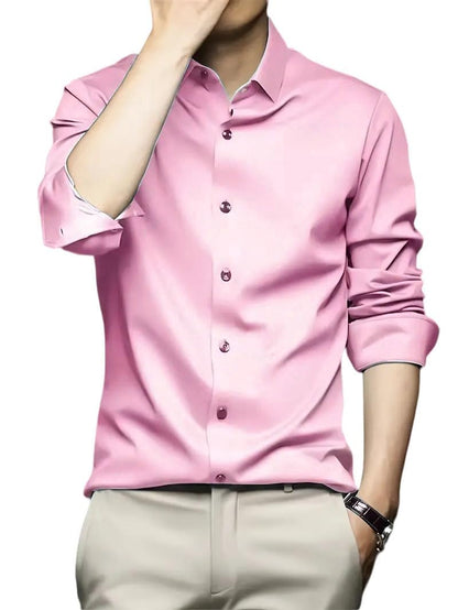 IndoPrimo Men's Stylish Solid Satin Casual Shirt