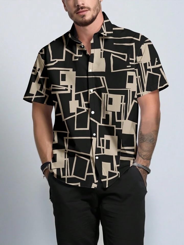 LookMark Men's Vibrant Printed Half Sleeve Loose Fit