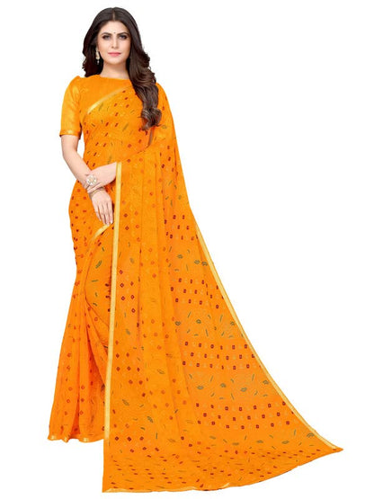 SIRIL Women's Chiffon Printed Saree with Blouse Piece