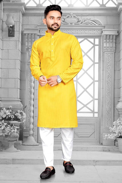 SOLOVIBES Men's Magic Cotton Solid Kurta