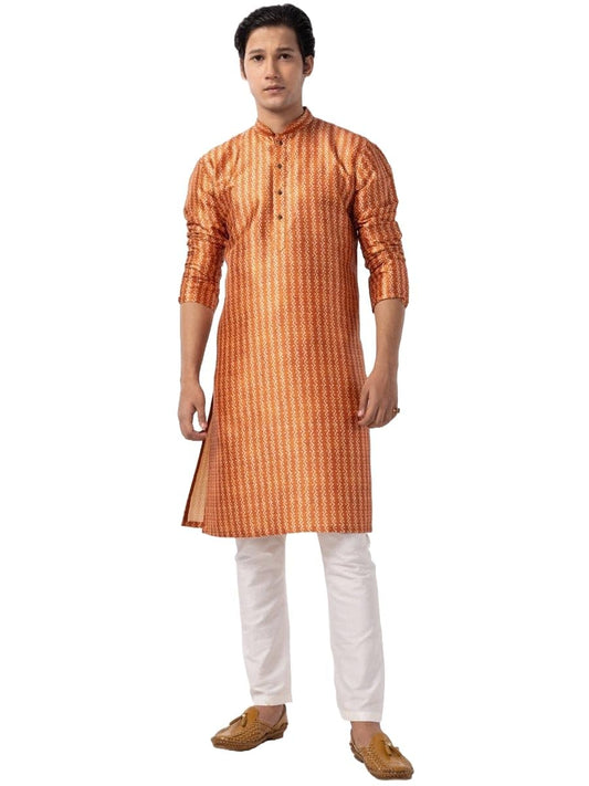 LookMark Men's Cotton Blend Printed Long Kurta