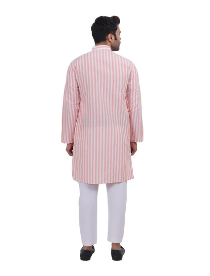 A F COLLECTION STORE Men's Khadi Cotton Striped Casual Long Kurta | Long Sleeves for Men | Regular Fit Cotton Stripedd Long Kurta