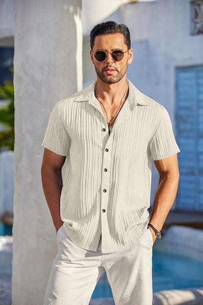 Mehrang Men's Casual Button Down Shirts Short Sleev