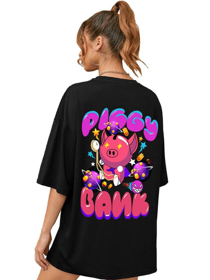 CHKOKKO Women's Polyester Oversized Fit Oversized Round Neck Drop Shoulder Printed T-Shirt