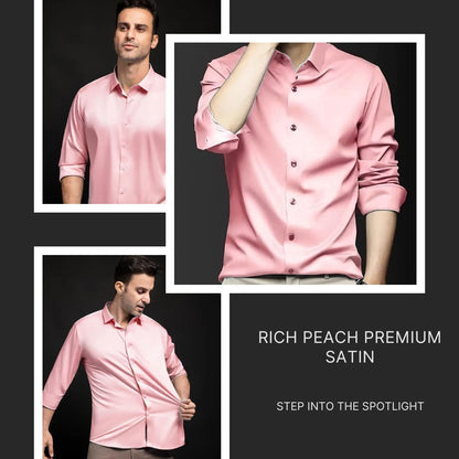 IndoPrimo Men's Stylish Solid Satin Casual Shirt
