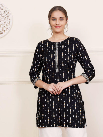 WAY SAFE Women's Cotton Blend Printed Tunic Top