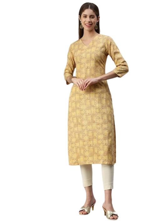Shaily Cotton Blend Paisley V Neck Kurti for Women