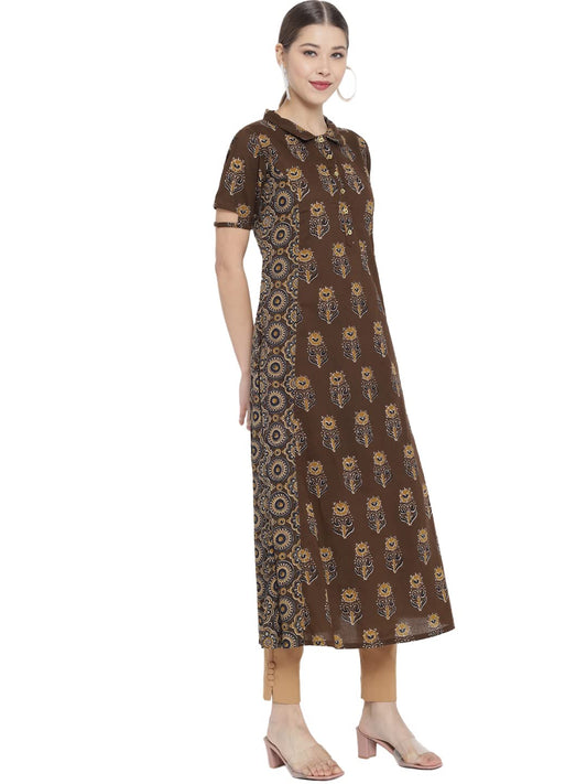 Yash Gallery Women's Cotton Relaxed Fit A Line Kurta